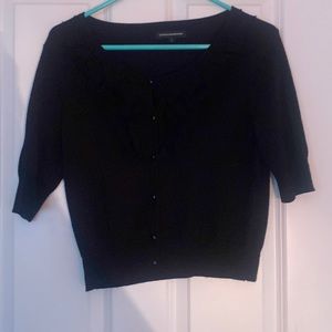 Express Design Studio black ruffle button down sweater. S.